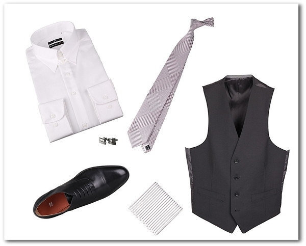 グレンチェックのカラーネクタイのコーディネート