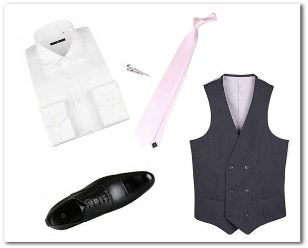ピンクのソリッドネクタイのコーディネート