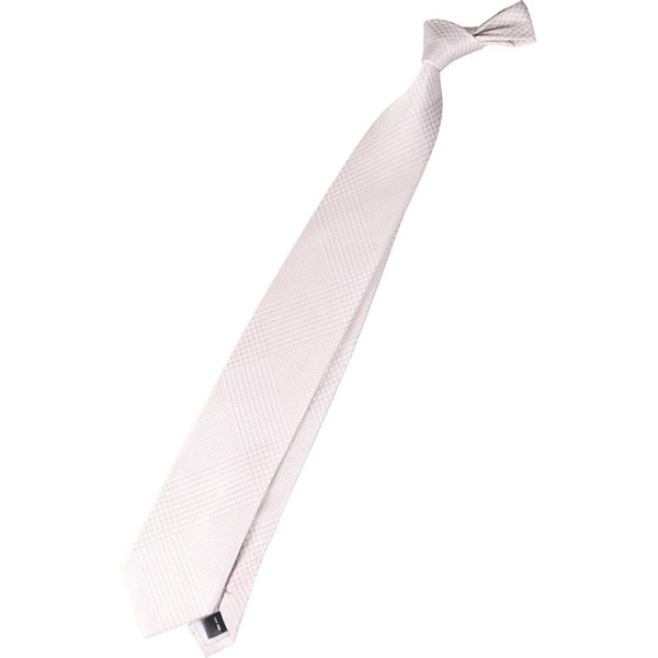 【SL】シルクチェックネクタイ 8.0cm幅/シャンパンゴールド×ホワイト