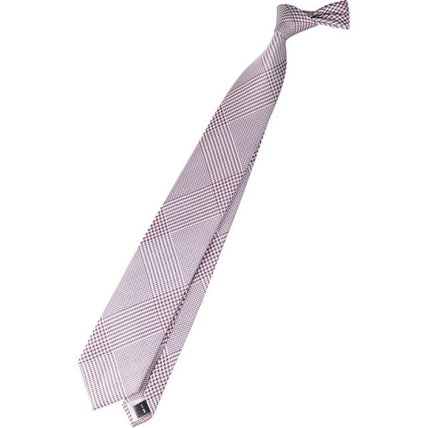【SL】シルクチェック結婚式ネクタイ 8.0cm幅/ワイン×シルバー