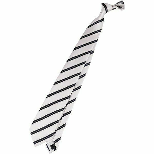 【SL】シルクストライプ結婚式ネクタイ 8.0cm幅/ホワイト×ネイビー