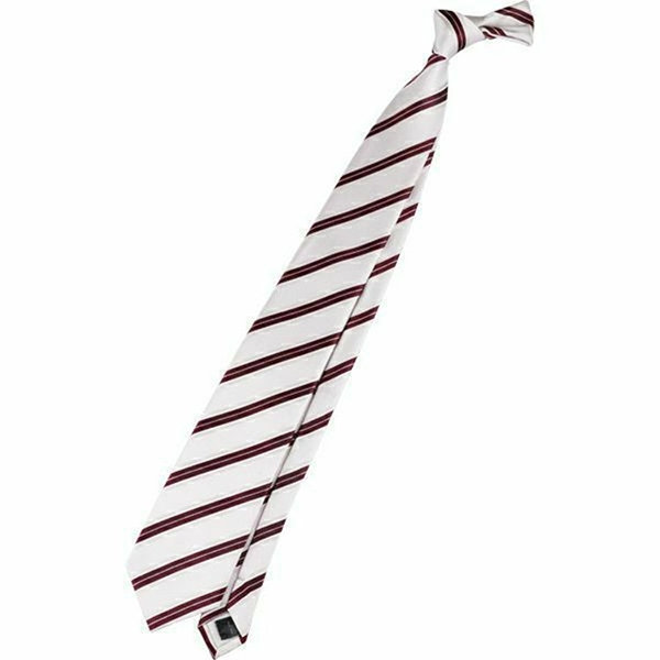 【SL】シルクストライプ結婚式ネクタイ 8.0cm幅/ホワイト×ワイン