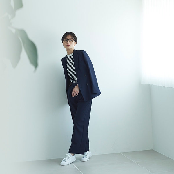 レディース半袖ネイビーボーダーシャツ