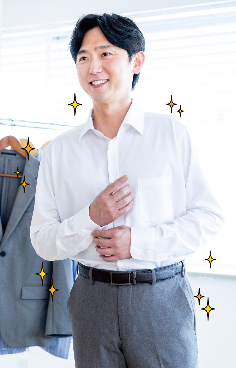 スーツセレクト ホリゾンタル ワイドワイシャツ着用画像
