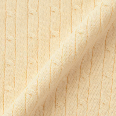 【半袖】12G総ケーブルクルーニット/イエロー