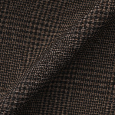 【SLIM TAPERED_2】【春夏】2釦シングルスリーピーススーツ 0タック/ブラウン×チェック/ウエストシャーリング/4S SUSTAINABILITY&ECOLOGY FABRIC/※パンツ裾上げ済仕様