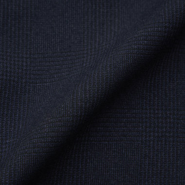 【SLIM TAPERED_2】【秋冬】2釦シングルスリーピーススーツ 0タック/ネイビー×チェック/ウエストシャーリング/4S SUSTAINABILITY&ECOLOGY FABRIC/※パンツ裾上げ済仕様