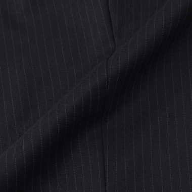 【BLACK LINE】1タックワイドシルエットパンツ/ネイビー×ストライプ/NEW ZEALAND WOOL MIX/※裾上げ必要
