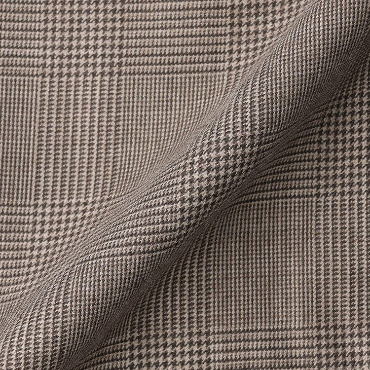 シルバーライン 【CLASSICO TAPERED】【春夏】1タックテーパードパンツ/ブラウン×グレンチェック/ウエストムーブ/※裾上げ必要 茶中間