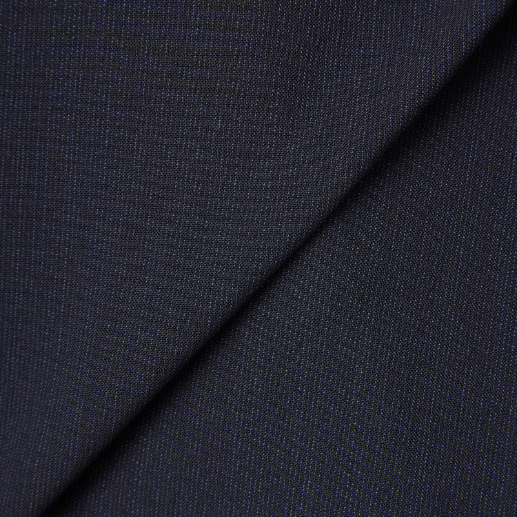 ブラックライン 【SLIM TAPERED_2】【春夏】2釦シングルスーツ 0タック/ネイビー×ヘアラインストライプ/ウエストシャーリング/4S SUSTAINABILITY&ECOLOGY FABRIC/ウォッシャブル/※パンツ裾上げ済仕様 紺中間