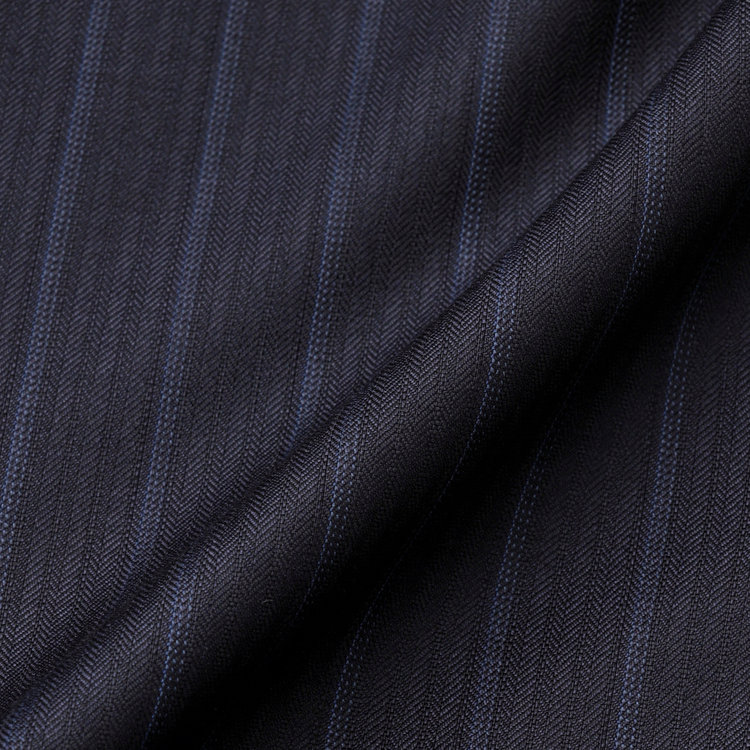シルバーライン 【CLASSICO TAPERED】【秋冬】2釦シングルスーツ 1タック/ネイビー×ストライプ/ウエストムーブ/Ermenegildo Zegna TRAVELLER woven in italy/※裾上げ必要 紺濃色