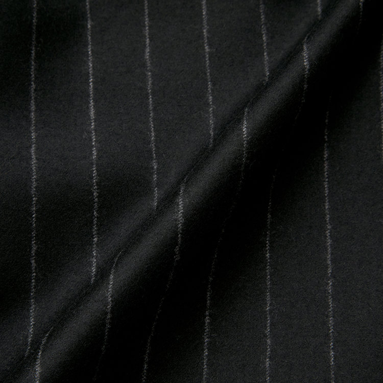 シルバーライン 【CLASSICO TAPERED】【秋冬】ピークドラペル2釦スーツ 2タック/ブラック×ストライプ/MARZOTTO/※裾上げ必要 黒