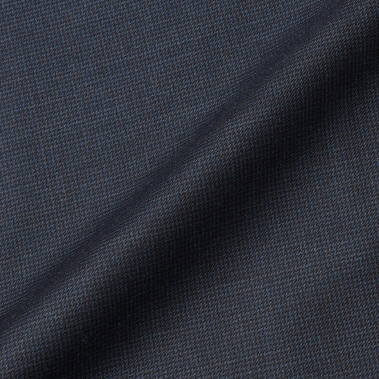 シルバーライン 【CLASSICO TAPERED】【秋冬】2釦シングルスーツ 1タック/ネイビー×メランジ調ハウンドトゥース柄/ウエストムーブ/Ermenegildo Zegna Traveller /※裾上げ必要 紺濃色