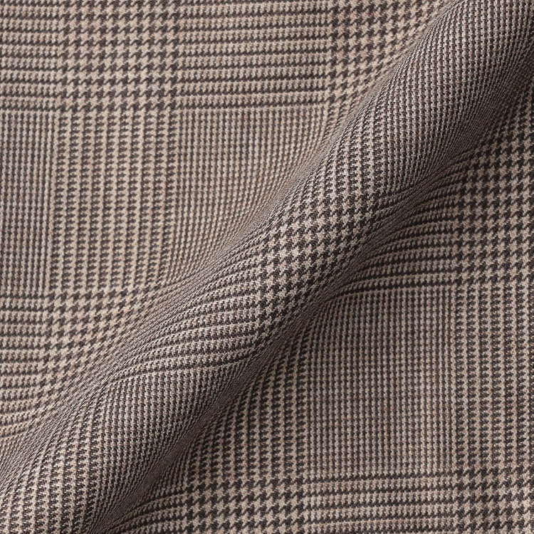 シルバーライン 【CLASSICO TAPERED】【春夏】1タックテーパードパンツ/ブラウン×グレンチェック/ウエストムーブ/※裾上げ必要 茶中間