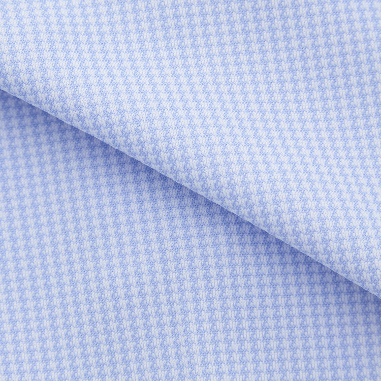 ブラックライン 【発送在庫あり】【WEB限定】【BLACK LINE】ワイドカラーワイシャツ/ブルー×ハウンドトゥース/「4S」スーパーノンアイロン・ストレッチ 青淡色