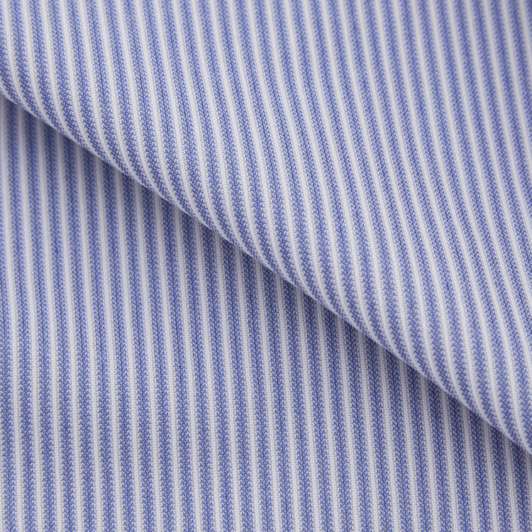 スーツセレクト 【発送在庫あり】【BLACK LINE】クレリックボタンダウンワイシャツ/襟袖口：ホワイト+ネイビー×ホワイトストライプ/「4S」スーパーノンアイロン・ストレッチ 紺中間