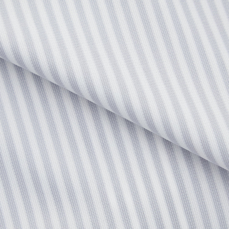 ブラックライン 【発送在庫あり】【WEB限定】【BLACK LINE】ワイドカラーワイシャツ/グレー＆ホワイト×ストライプ/「4S」スーパーノンアイロン・ストレッチ グレー中間