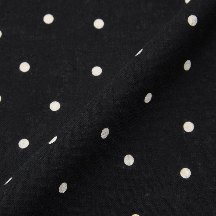 シルバーライン コットンリネンポケットチーフ/ブラック×ホワイトドット 黒