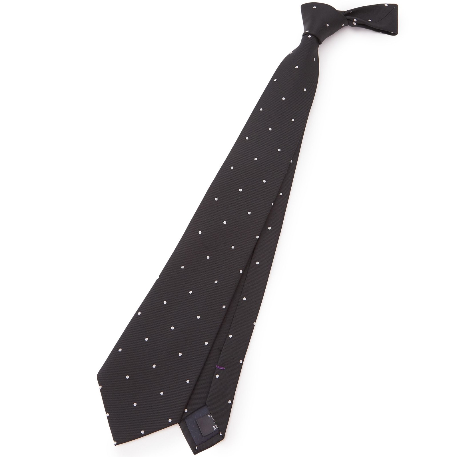 【BLACK LINE】シルクブレンドドットネクタイ 7.5cm幅/ブラック