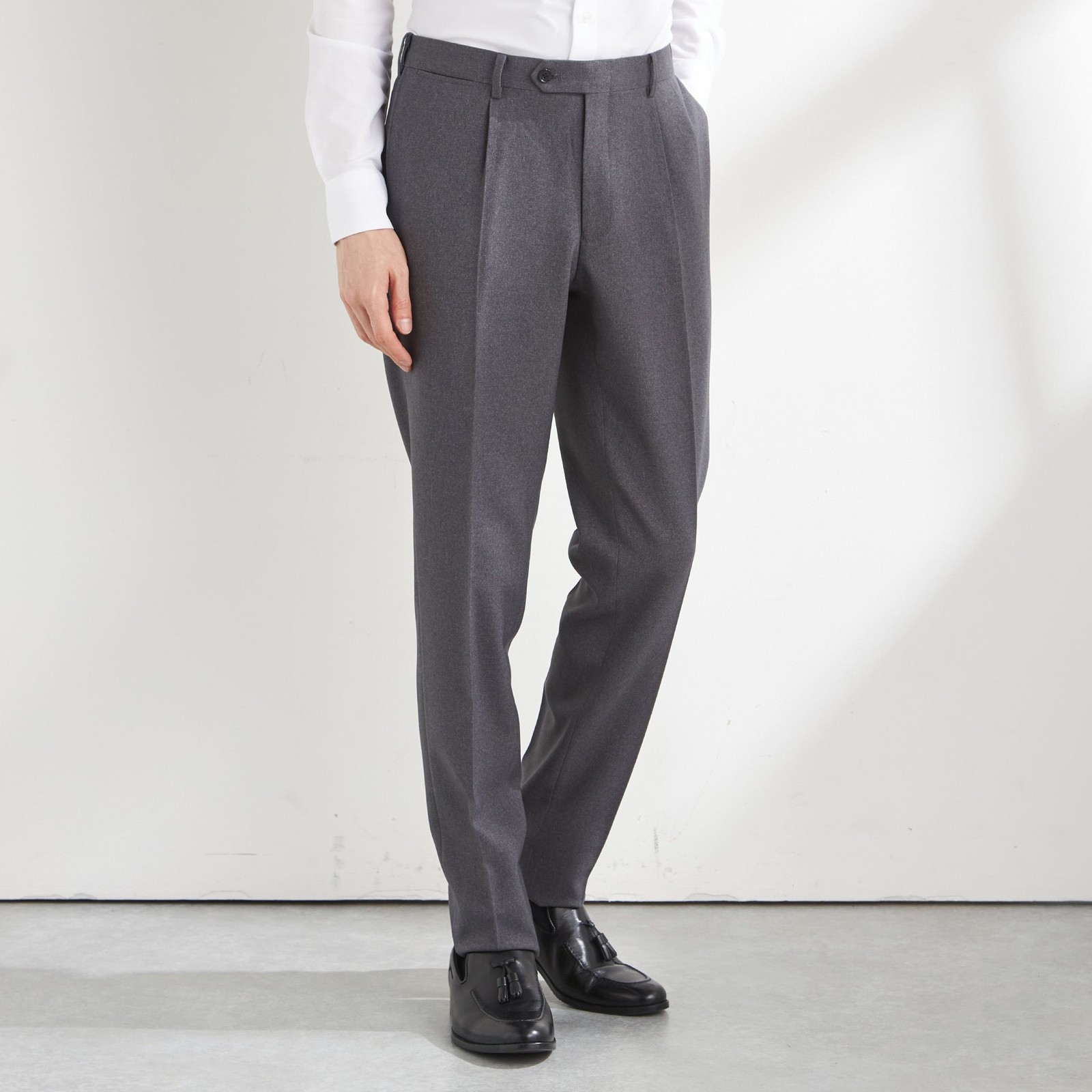【CLASSICO TAPERED】【秋冬】1タックテーパードパンツ/グレー/ウエストムーブ4S SUSTAINABILITY&ECOLOGY FABRIC//※裾上げ必要
