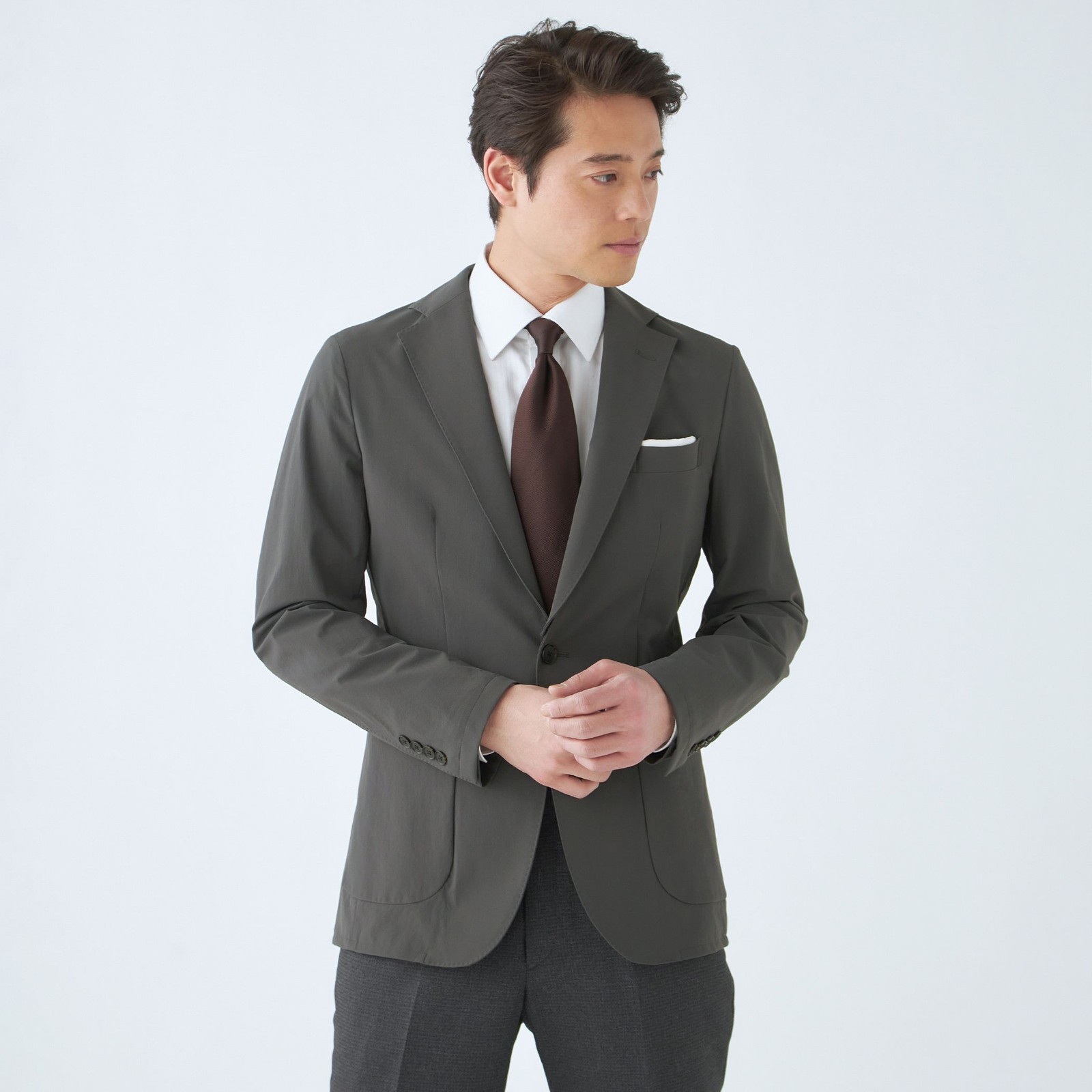 【WEB限定/OUTLET】【RBC】【春夏】2WAYデタッチャブル2釦ジャケット/グレーカーキ/パッチポケット