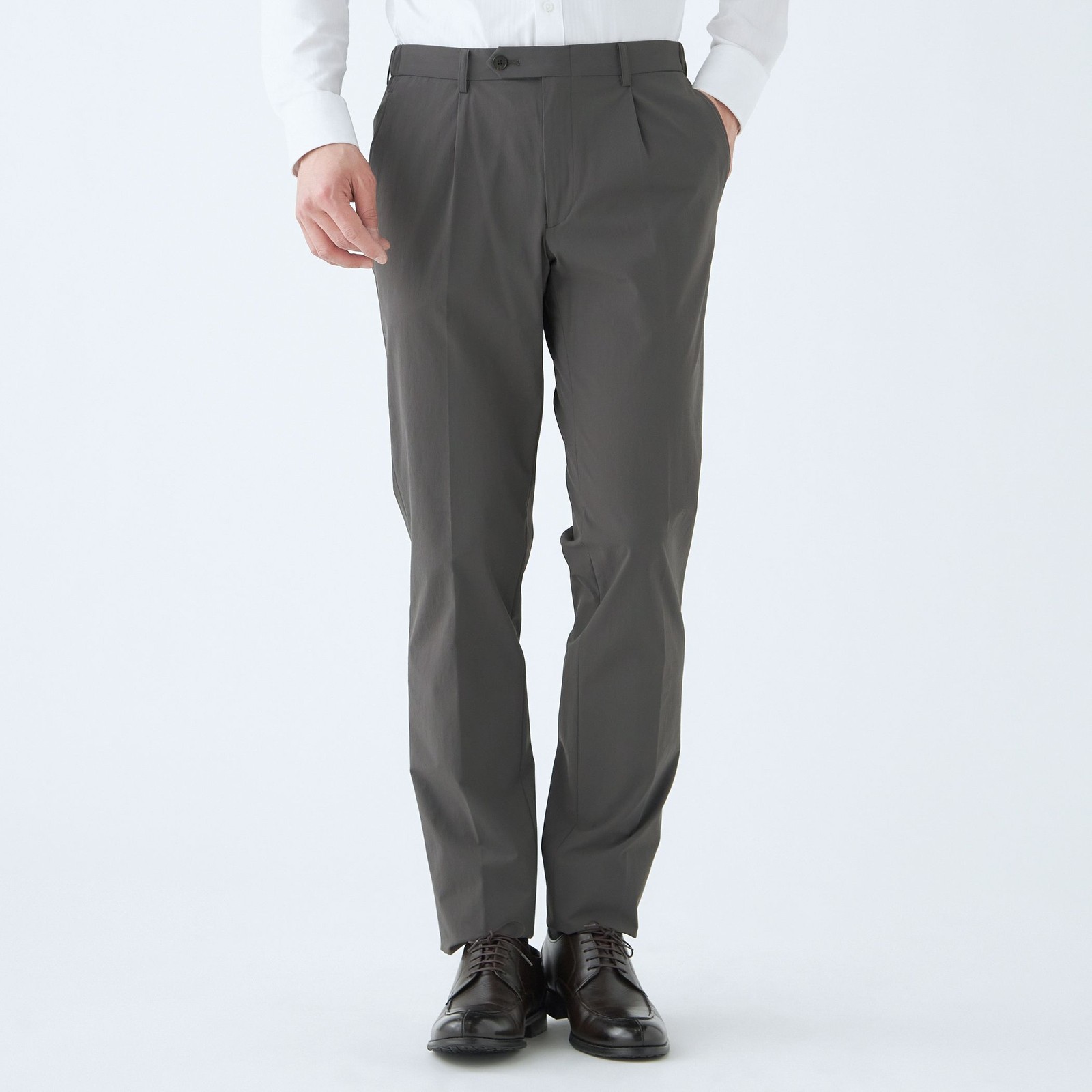 【WEB限定/OUTLET】【RBC】【春夏】1タックテーパードパンツ/グレーカーキ/ウエストシャーリング