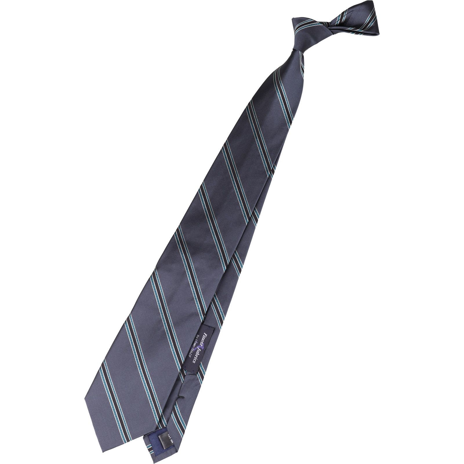 【SILVER LINE】シルクストライプネクタイ 8.5cm幅/グレー+ブラック/Finest fabrics by COMO ITALY