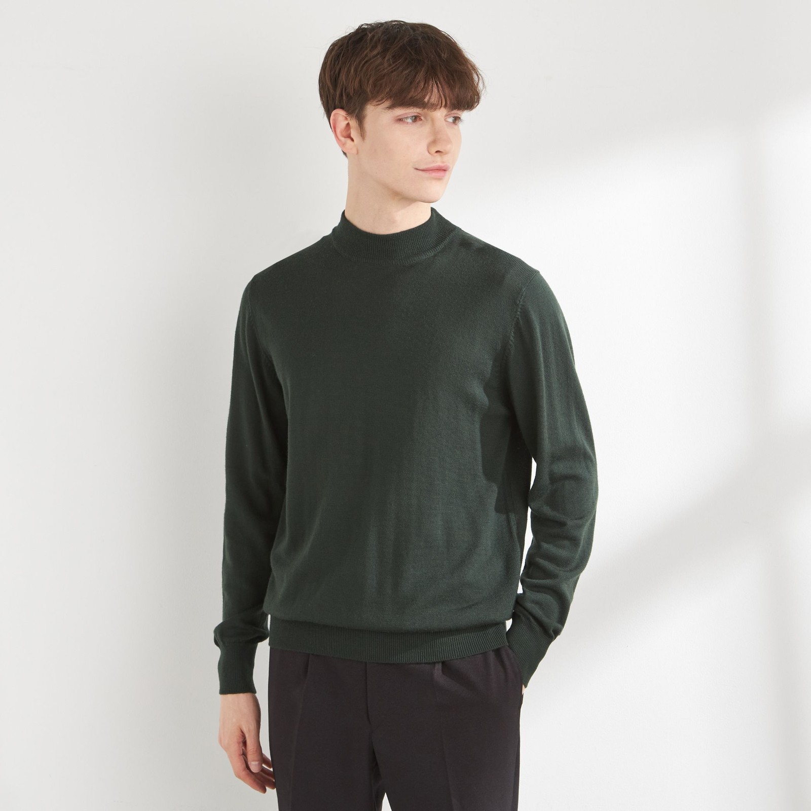 【発送在庫あり】【RBC】【秋冬】ウールモックネックニットセーター/グリーン/ZEGNA BARUFFA/マシンウォッシャブル