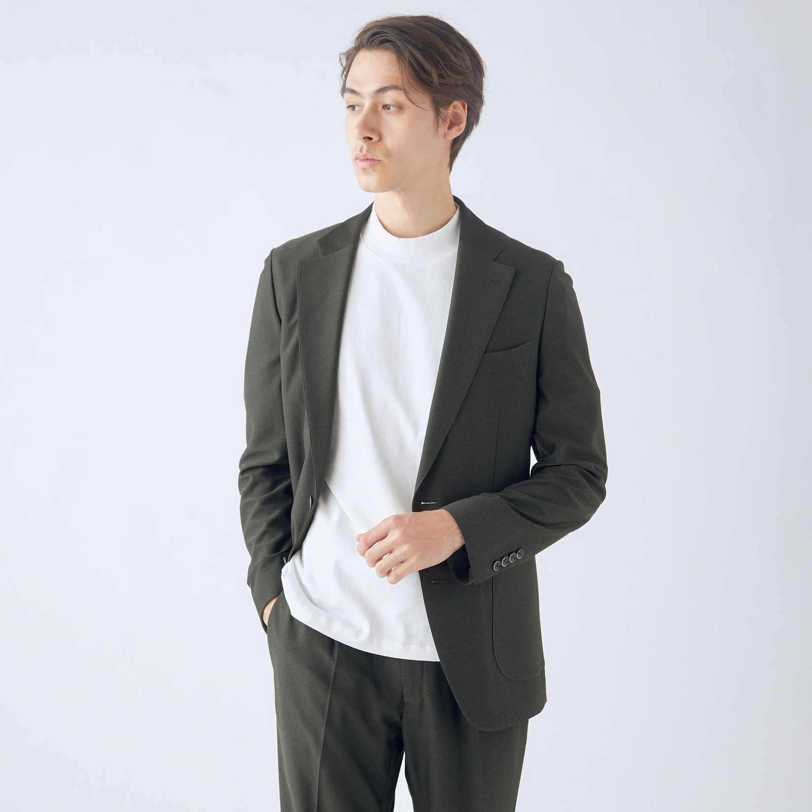 【発送在庫あり】【CLASSICO TAPERED】【春夏】2釦シングルジャケット/カーキ/パッチポケット/4S SUSTAINABILITY&ECOLOGY FABRIC