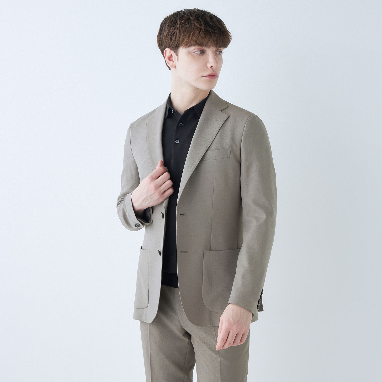 【5DAYS CLOSET】【RBC】【春夏】2釦シングルジャケット/グレージュ/パッチポケット/4S SUSTAINABILITY&ECOLOGY FABRIC