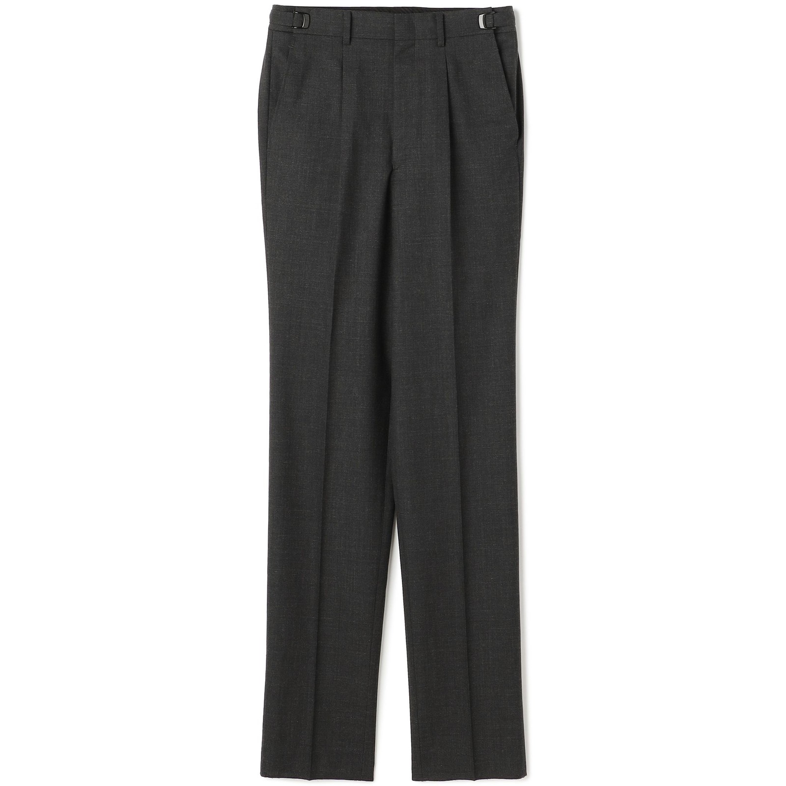 【発送在庫あり】【BLACK LINE】【秋冬】1タックワイドシルエットパンツ/ダークグレー×グレンチェック/NEW ZEALAND WOOL MIX/※裾上げ必要