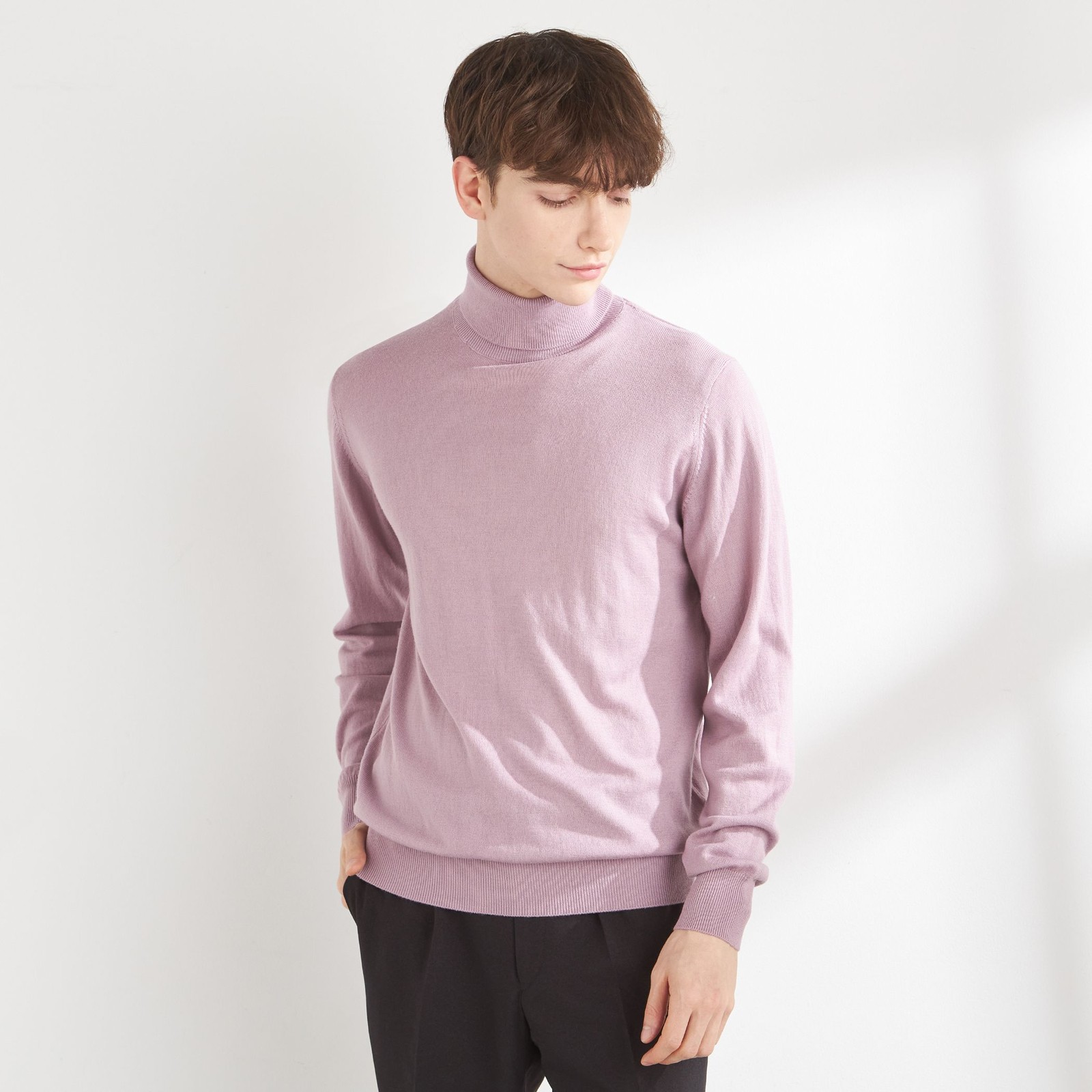【発送在庫あり】【RBC】【秋冬】ウールタートルネックニットセーター/パープル/ZEGNA BARUFFA/マシンウォッシャブル