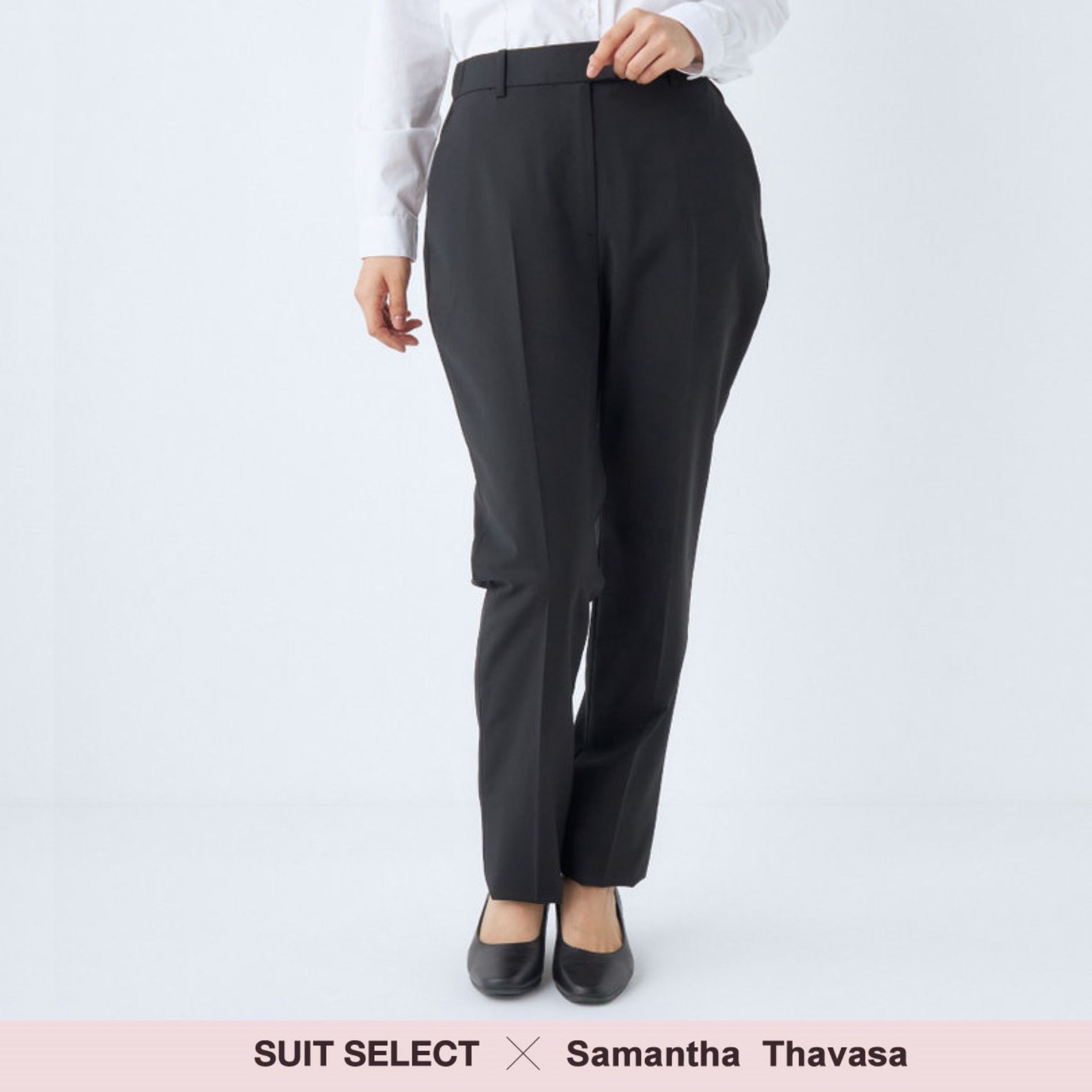 【SUIT SELECT×Samantha Thavasa】【年間】ストレートパンツ/究極のブラック/4S/マシンウォシャブル/※裾上げ必要