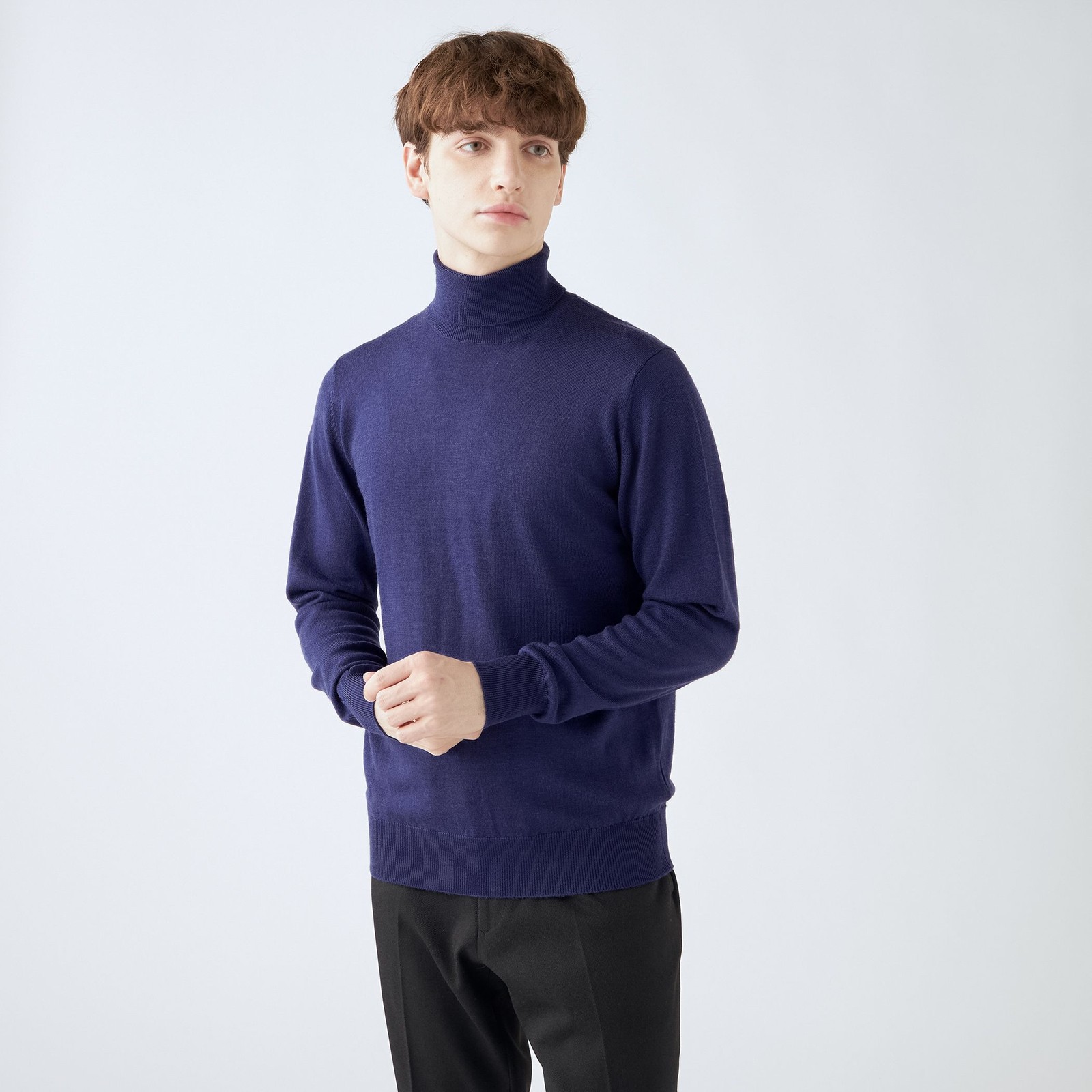 【RBC】【秋冬】ウールタートルネックニットセーター/パープル/ZEGNA BARUFFA/マシンウォッシャブル