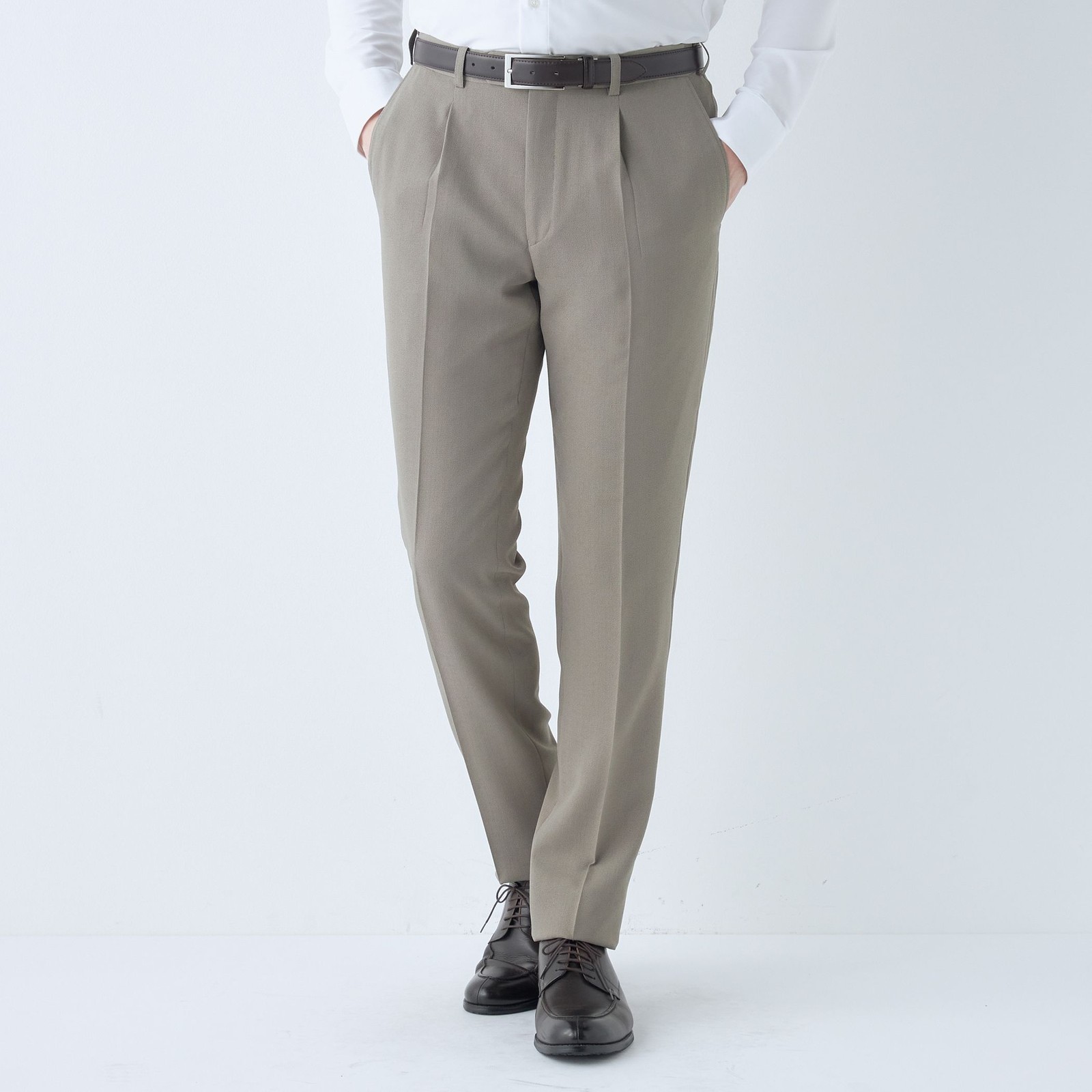 【5DAYS CLOSET】【RBC】【春夏】1タックテーパードパンツ/グレージュ/ウエストムーブ/4S SUSTAINABILITY&ECOLOGY FABRIC/※裾上げ必要
