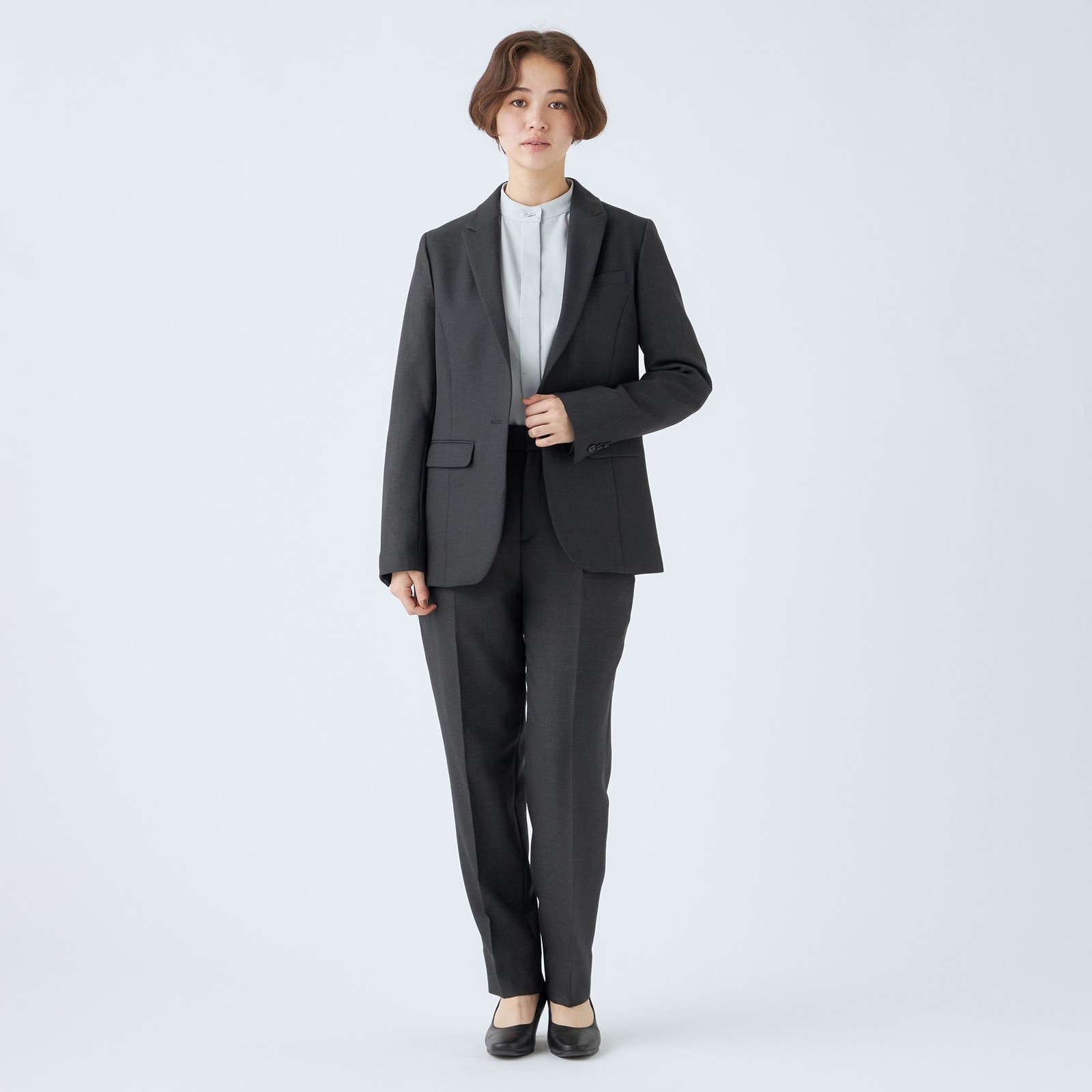 【RELAX TAPERED_2】【秋冬】1釦シングルテーパードパンツスーツ/ネイビー/ウォッシャブル/4S SUSTAINABILITY&ECOLOGY FABRIC/※パンツ裾上げ済仕様