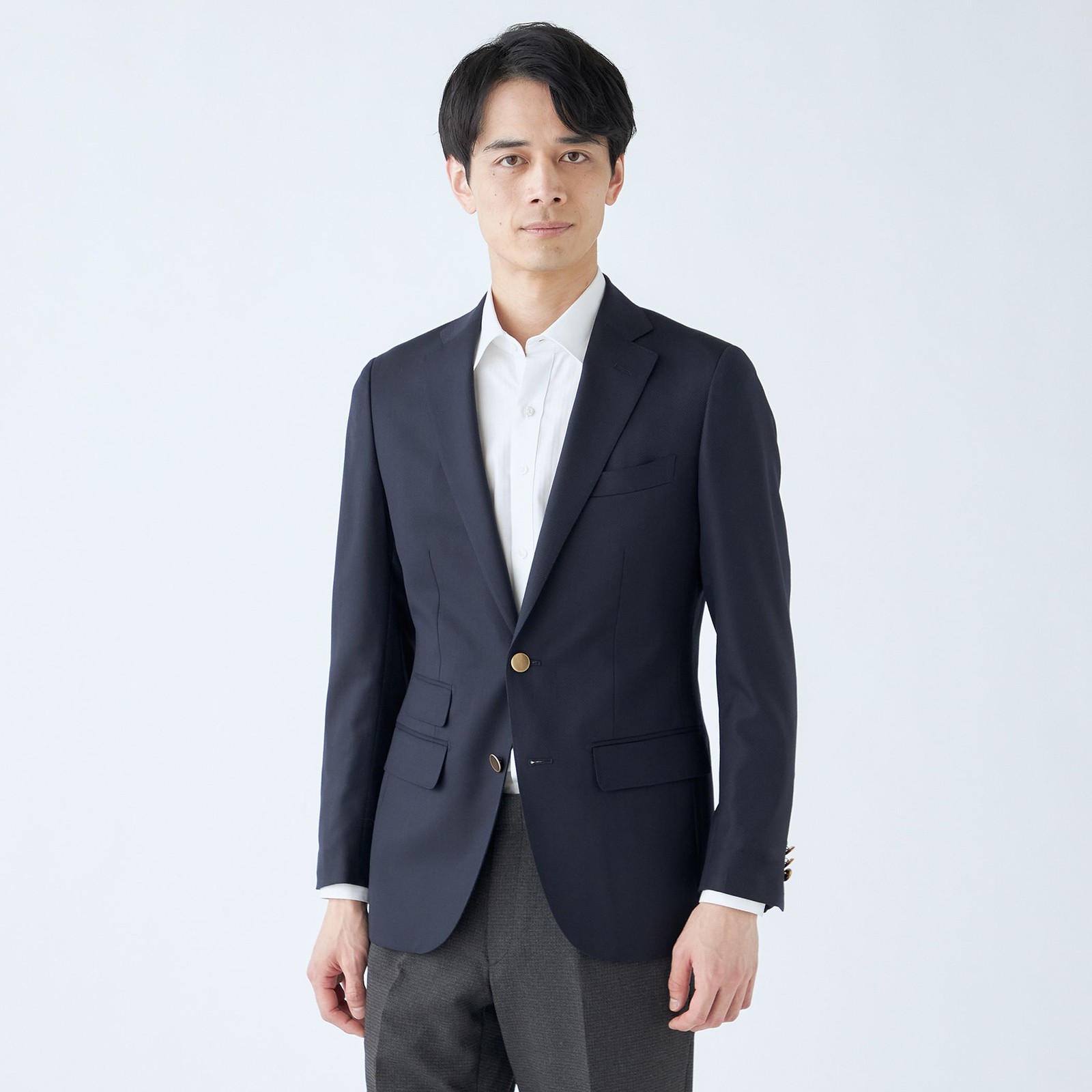 【RBC】【秋冬】ウール2釦シングルジャケット/ネイビー/チェンジポケット/ゴールド釦/NEW ZEALAND WOOL