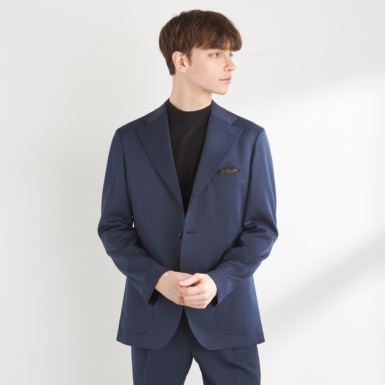【RBC】【秋冬】3釦段返りシングルスーツ 2タック/ネイビー/ドローコード&ウエストシャーリング/※パンツ裾上げ済仕様