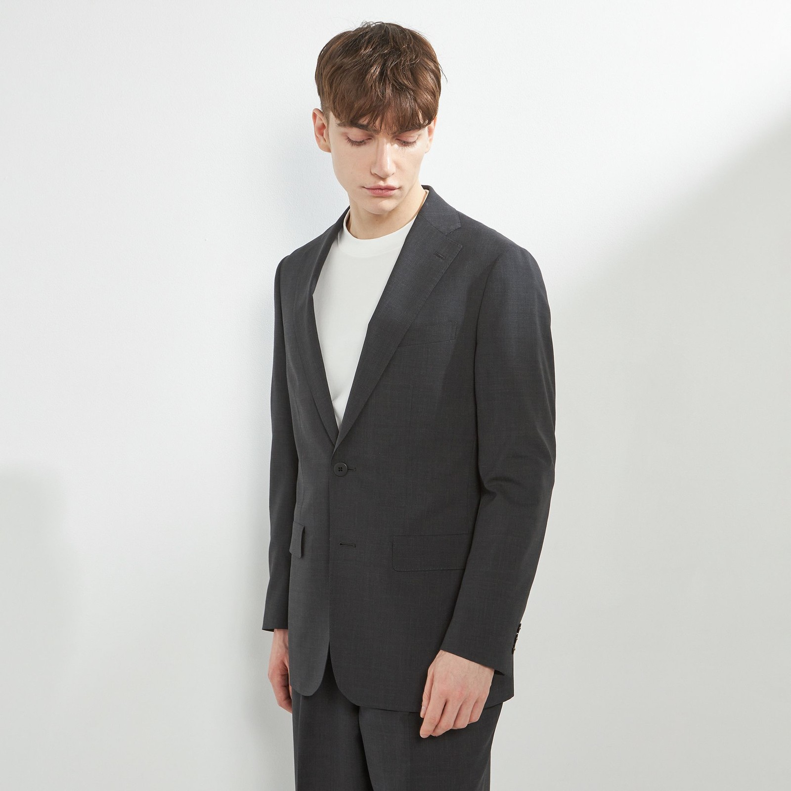 【WIDE PANTS SUIT】【春夏】2釦シングルジャケット/グレー×サイロフィル/NEW ZEALAND WOOL MIX Super100’s