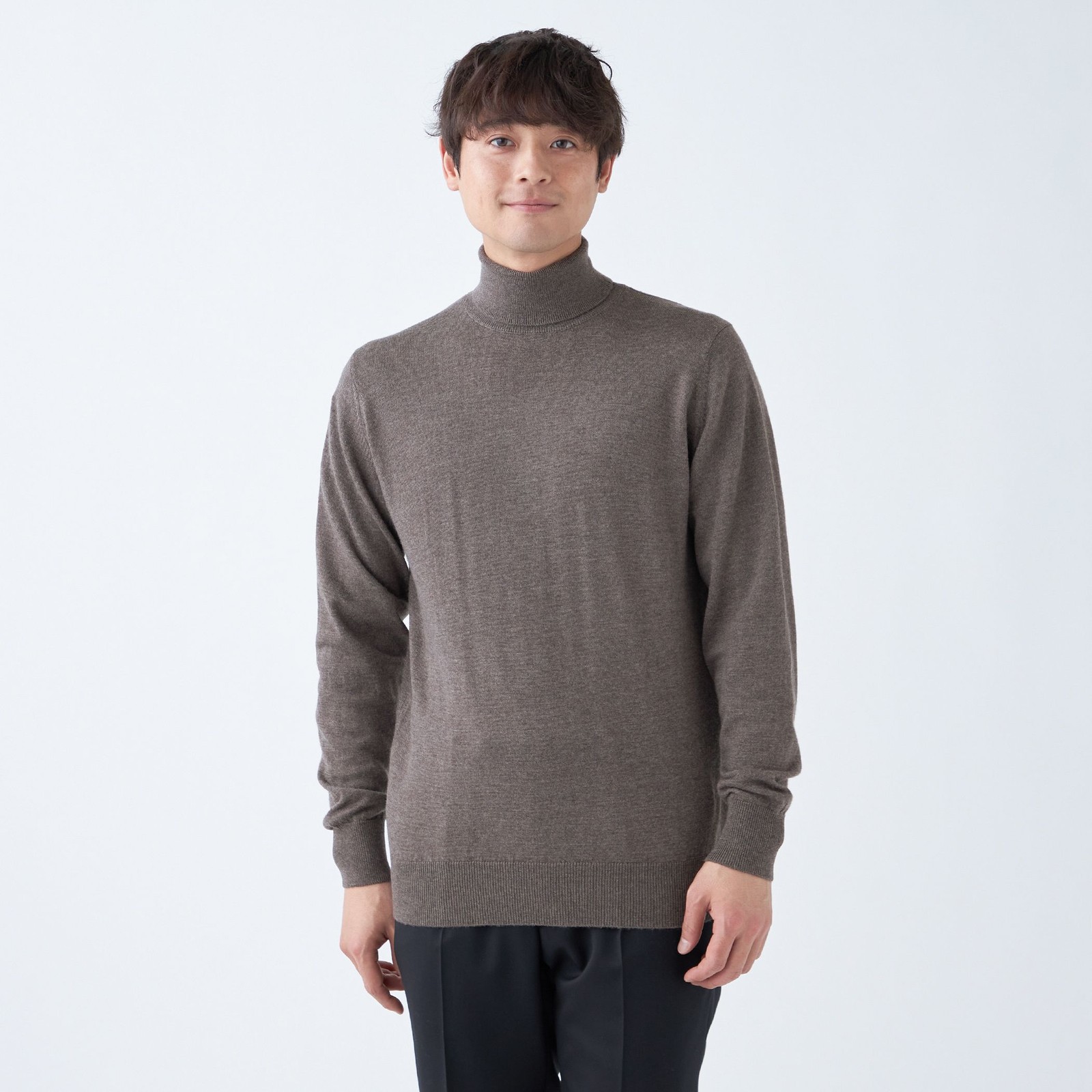 【発送在庫あり】【RBC】【秋冬】ウール100％タートルネックニットセーター/ブラウン/ZEGNA BARUFFA/マシンウォッシャブル