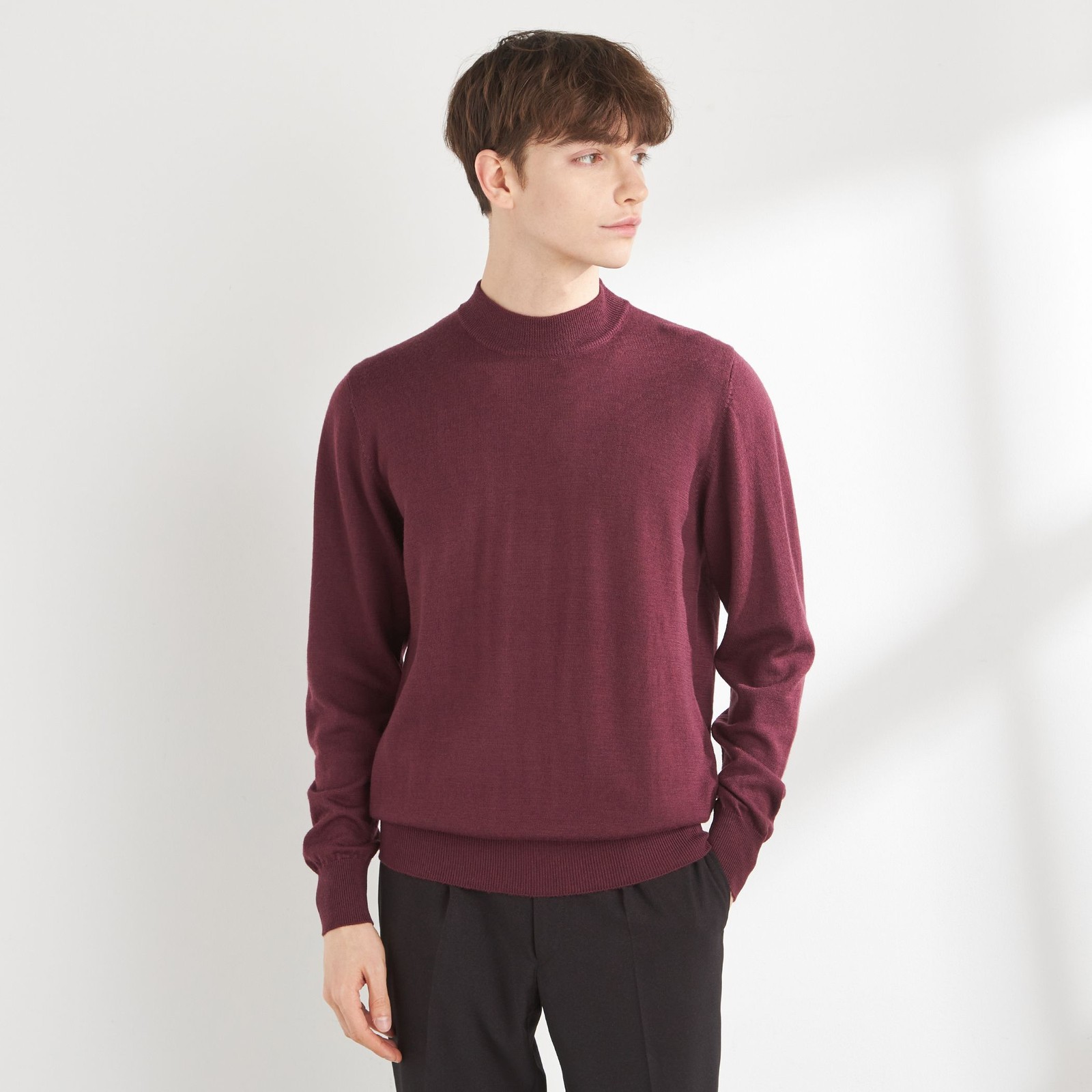 【発送在庫あり】【RBC】【秋冬】ウールモックネックニットセーター/レッド/ZEGNA BARUFFA/マシンウォッシャブル