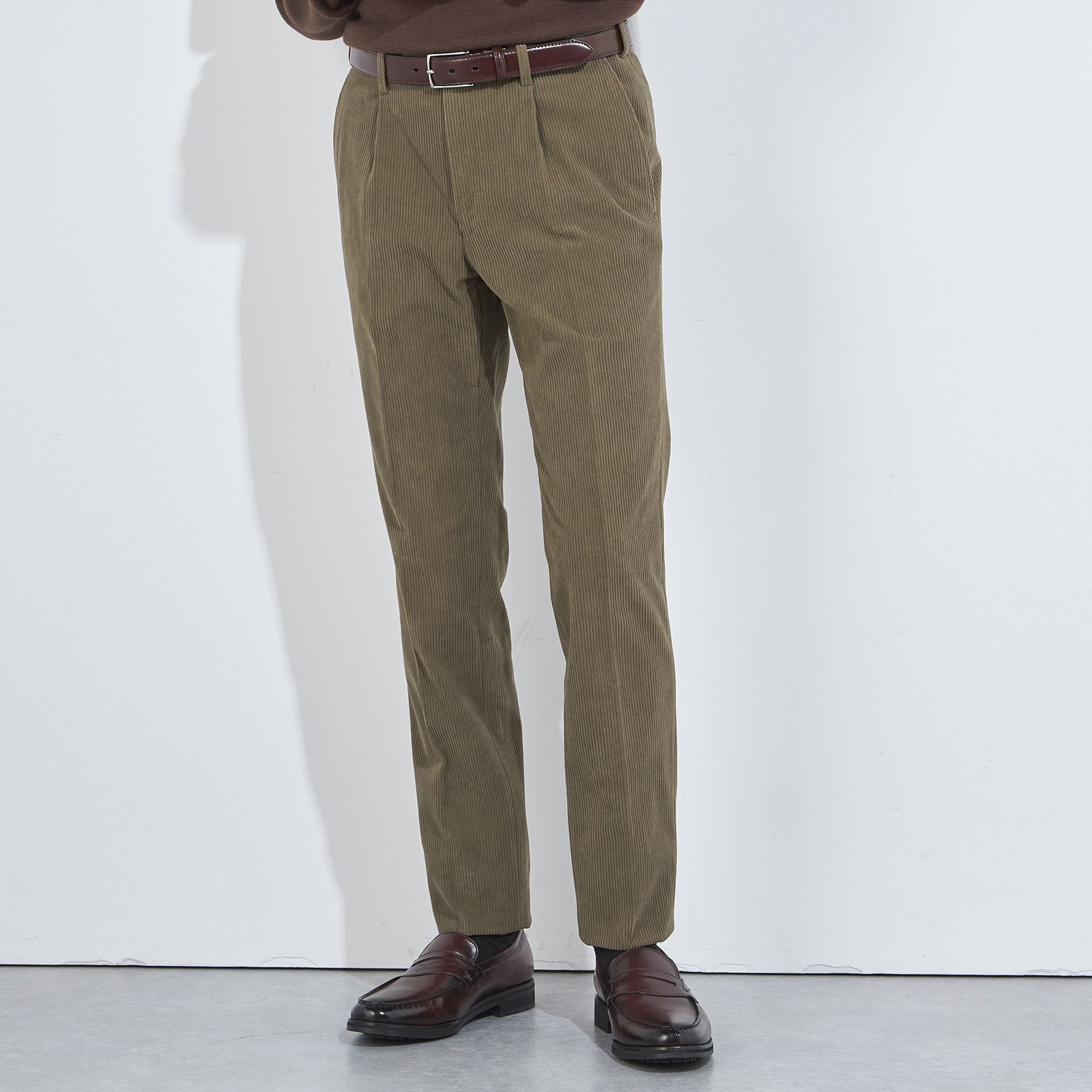 【5DAYS CLOSET】【RBC】【秋冬】1タックテーパードパンツ/ブラウン×コーデュロイ/ウエストムーブ仕様/4S SUSTAINABLE/※裾上げ必要