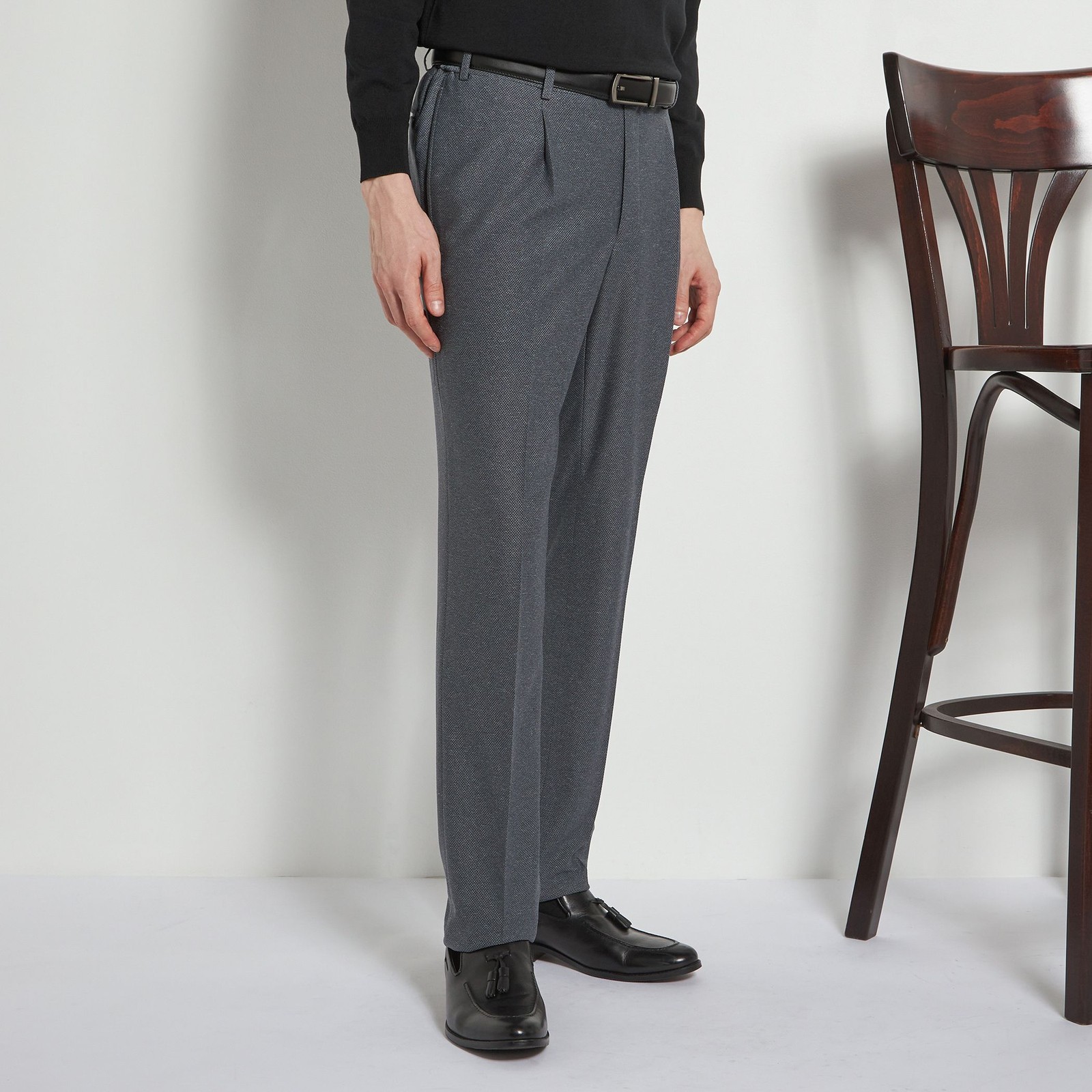 【CLASSICO TAPERED】【春夏】1タックテーパードパンツ/グレー/ウエストシャーリング仕様/4S SUSTAINABILITY&ECOLOGY FABRIC/※裾直し必要
