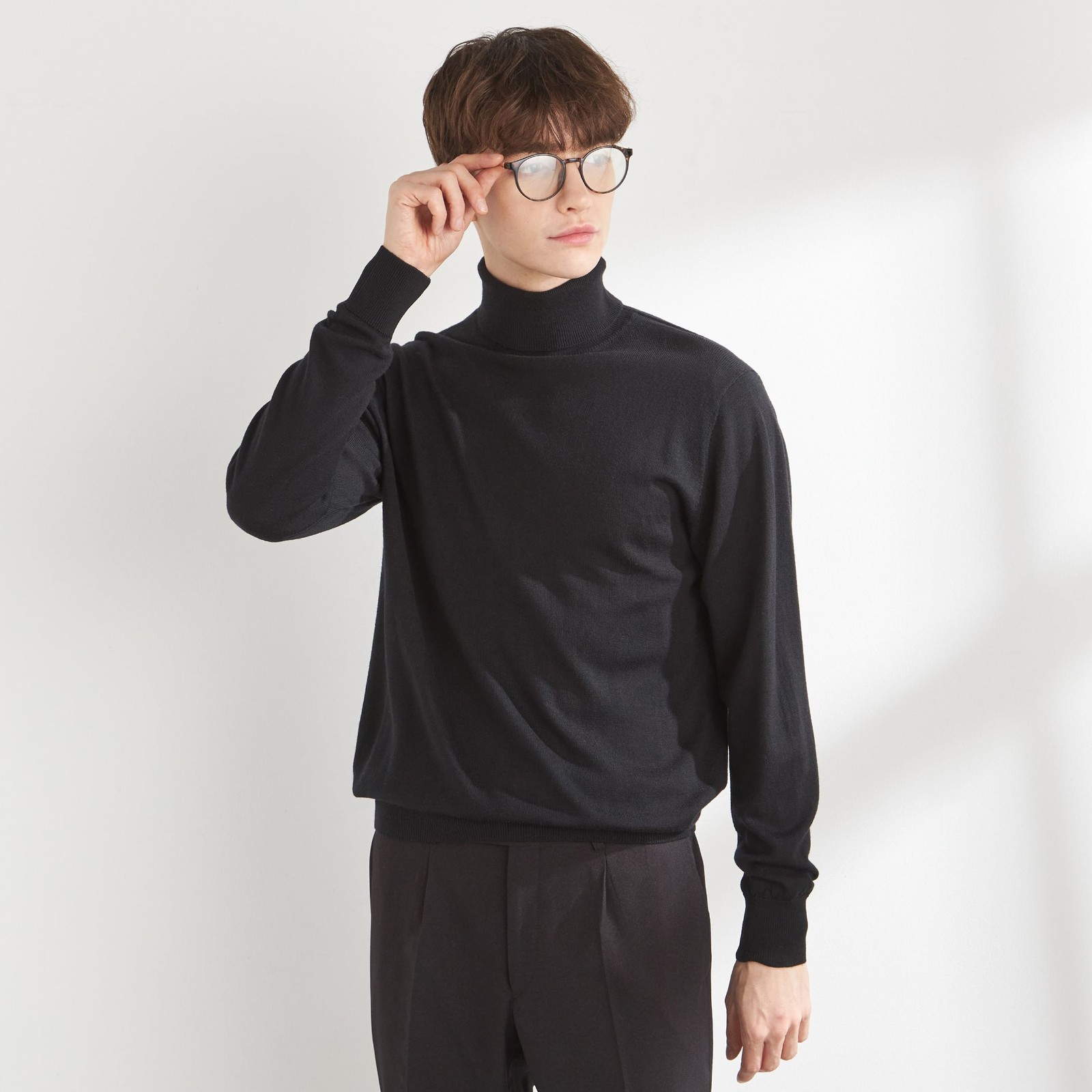 【RBC】【秋冬】ウールタートルネックニットセーター/ブラック/ZEGNA BARUFFA/マシンウォッシャブル