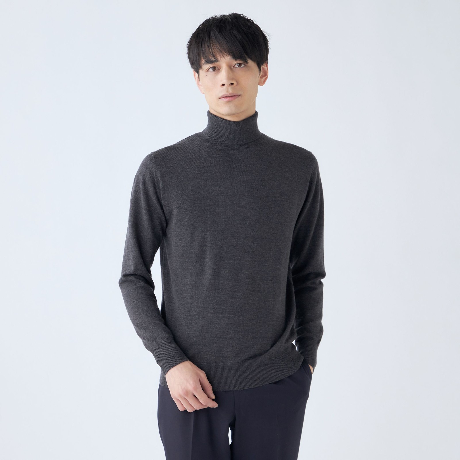 【RBC】【秋冬】ウール100％タートルネックニットセーター/グレー/ZEGNA BARUFFA/マシンウォッシャブル