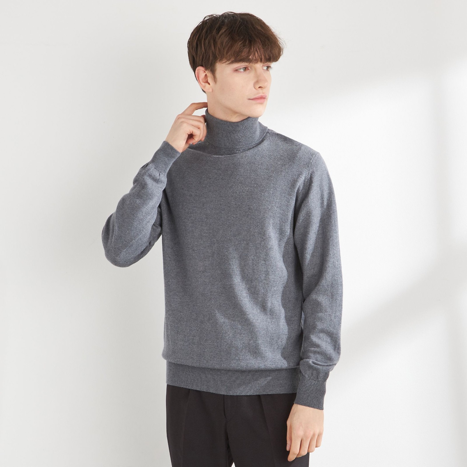 【RBC】【秋冬】ウールタートルネックニットセーター/グレー/ZEGNA BARUFFA/マシンウォッシャブル