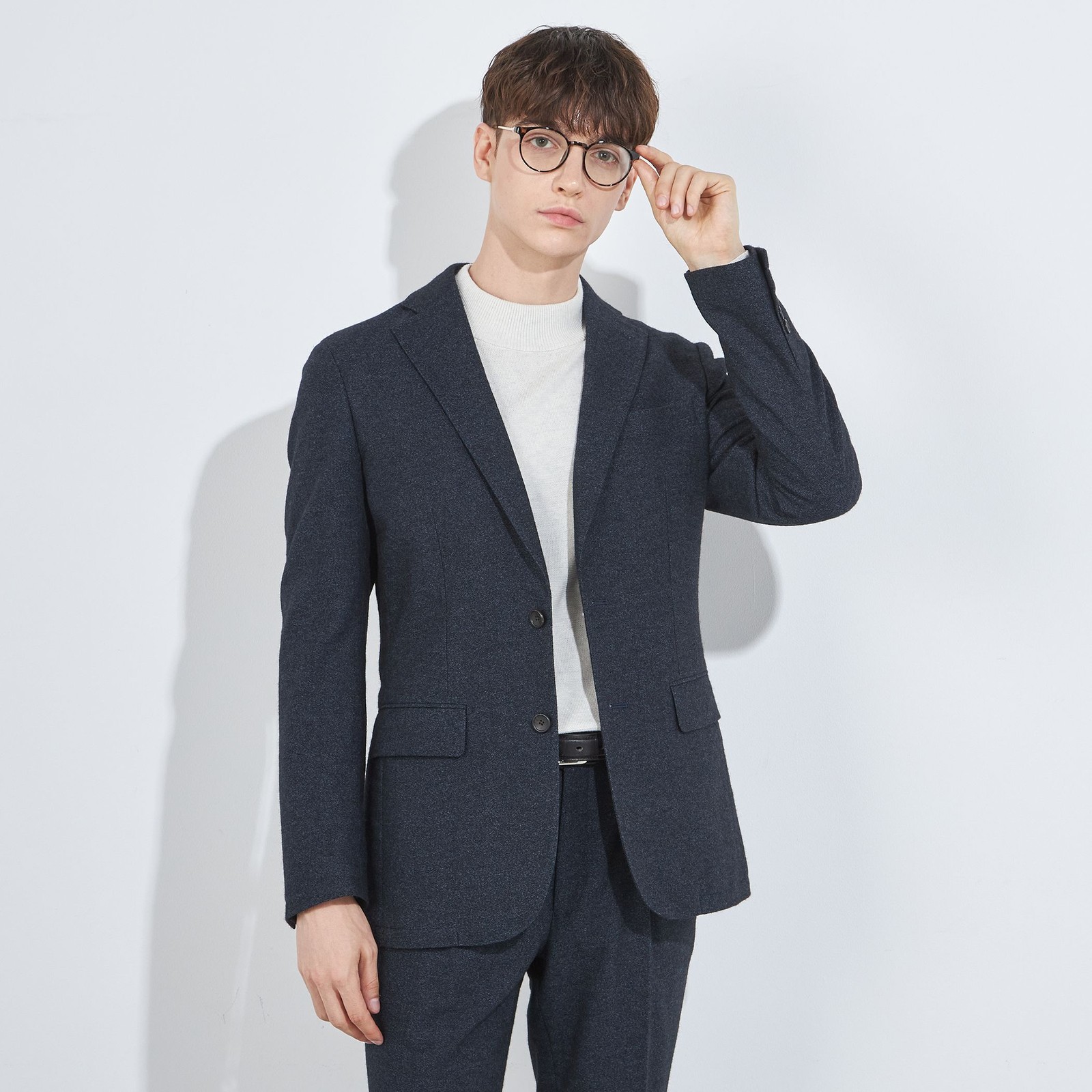 【5DAYS CLOSET】【RBC】【秋冬】ウールブレンド2釦ジャケット/ネイビー/RE:NEWOOL