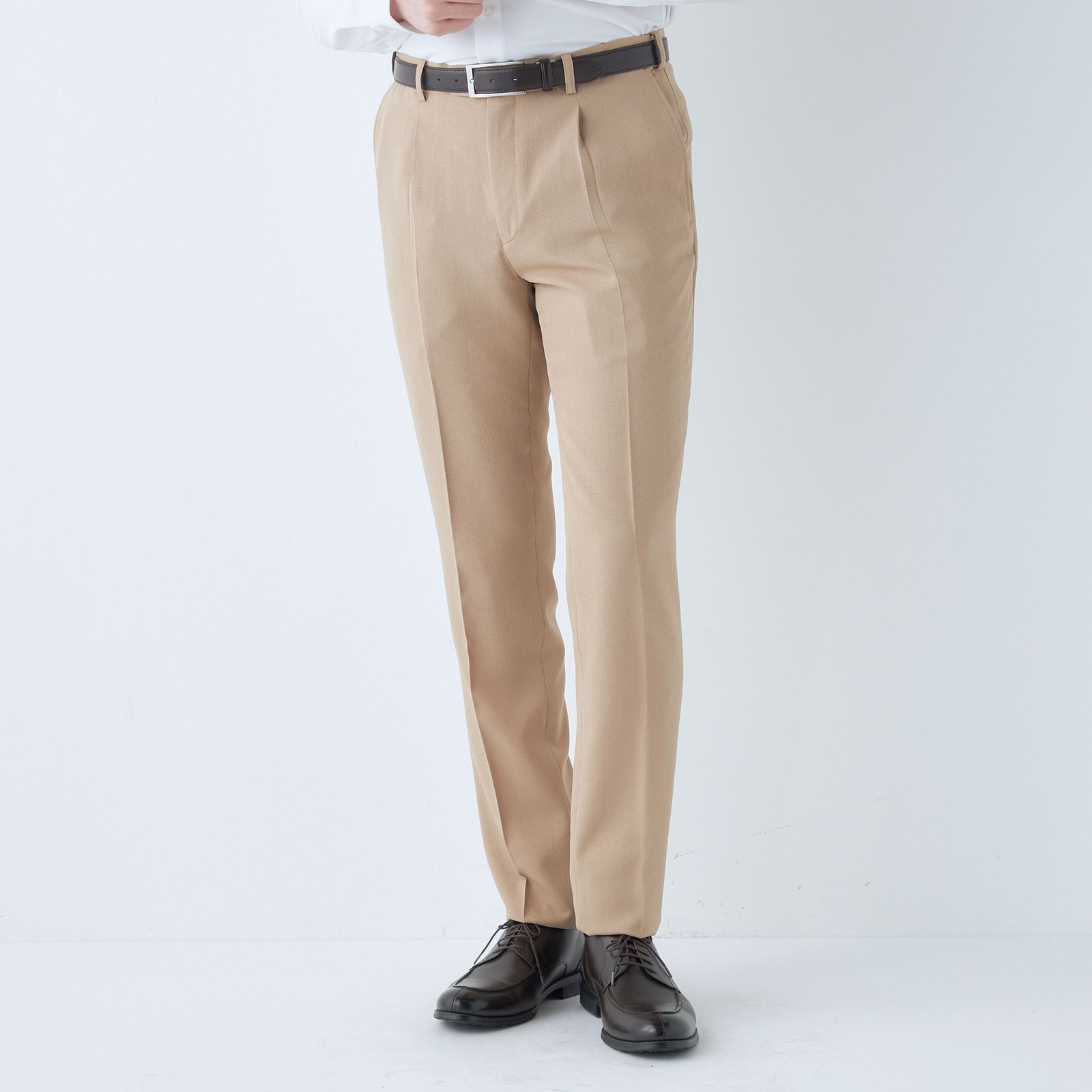 【5DAYS CLOSET】【【RBC】【春夏】1タックテーパードパンツ/ベージュ/ウエストムーブ/4S SUSTAINABILITY&ECOLOGY FABRIC/※裾上げ必要
