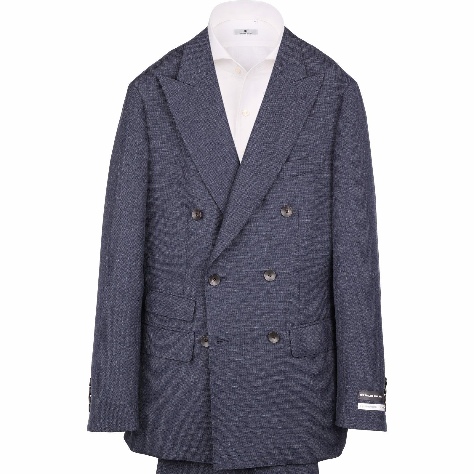 【CLASSICO TAPERED】【春夏】6釦2掛けダブルスーツ 2タック/ネイビー/ウエストムーブ/NEW ZEALAND WOOL MIX