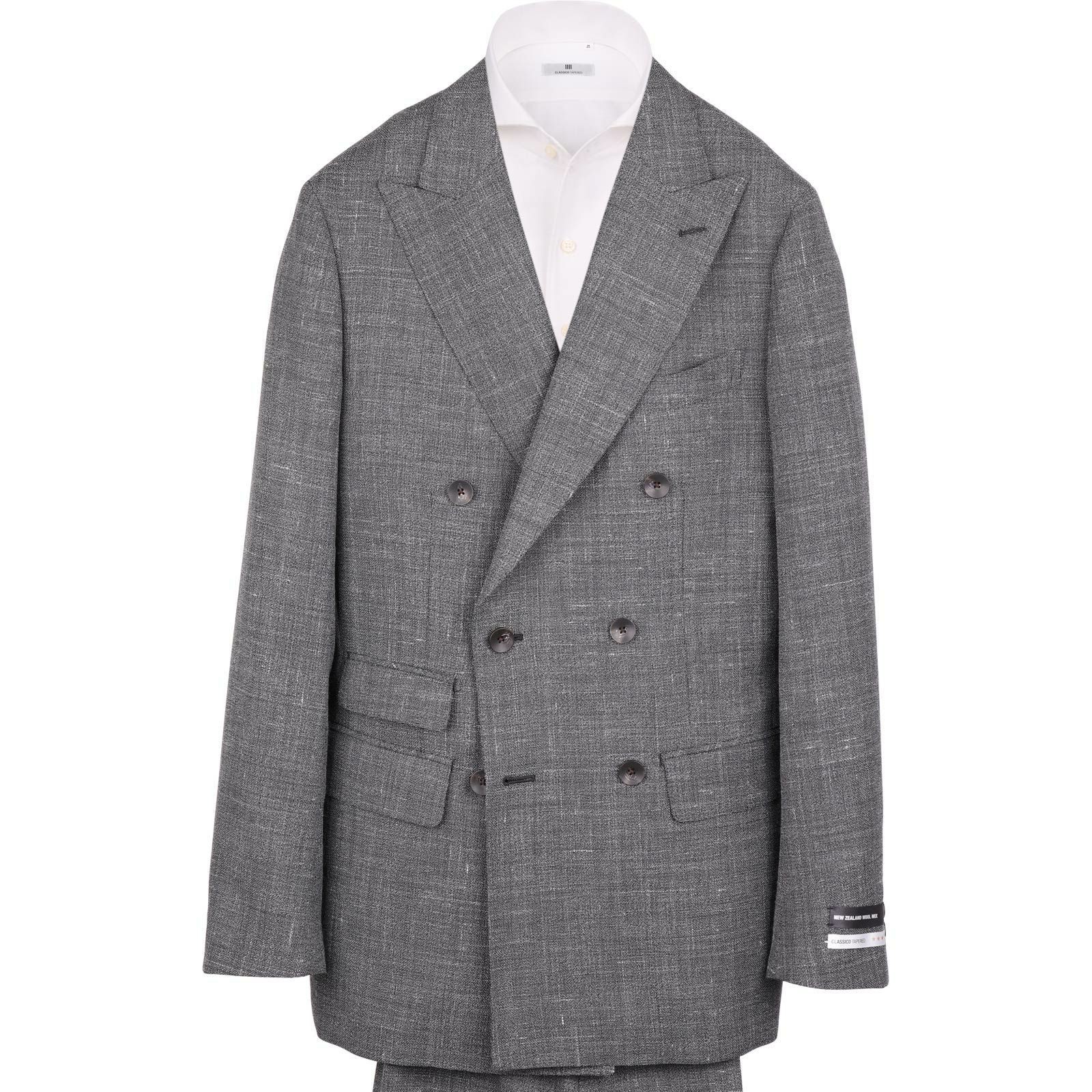 【CLASSICO TAPERED】【春夏】6釦2掛けダブルスーツ 2タック/グレー/ウエストムーブ/NEW ZEALAND WOOL MIX